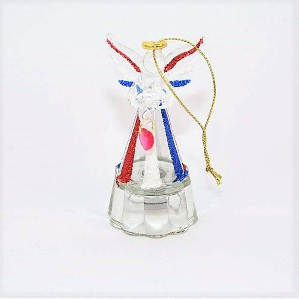 Patriotic Color Changing Glass Angel Ornament